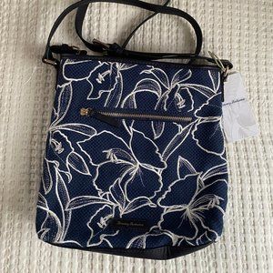 Tommy Bahama Navy Blue/White Floral Embroidered Crossbody Purse - NWT